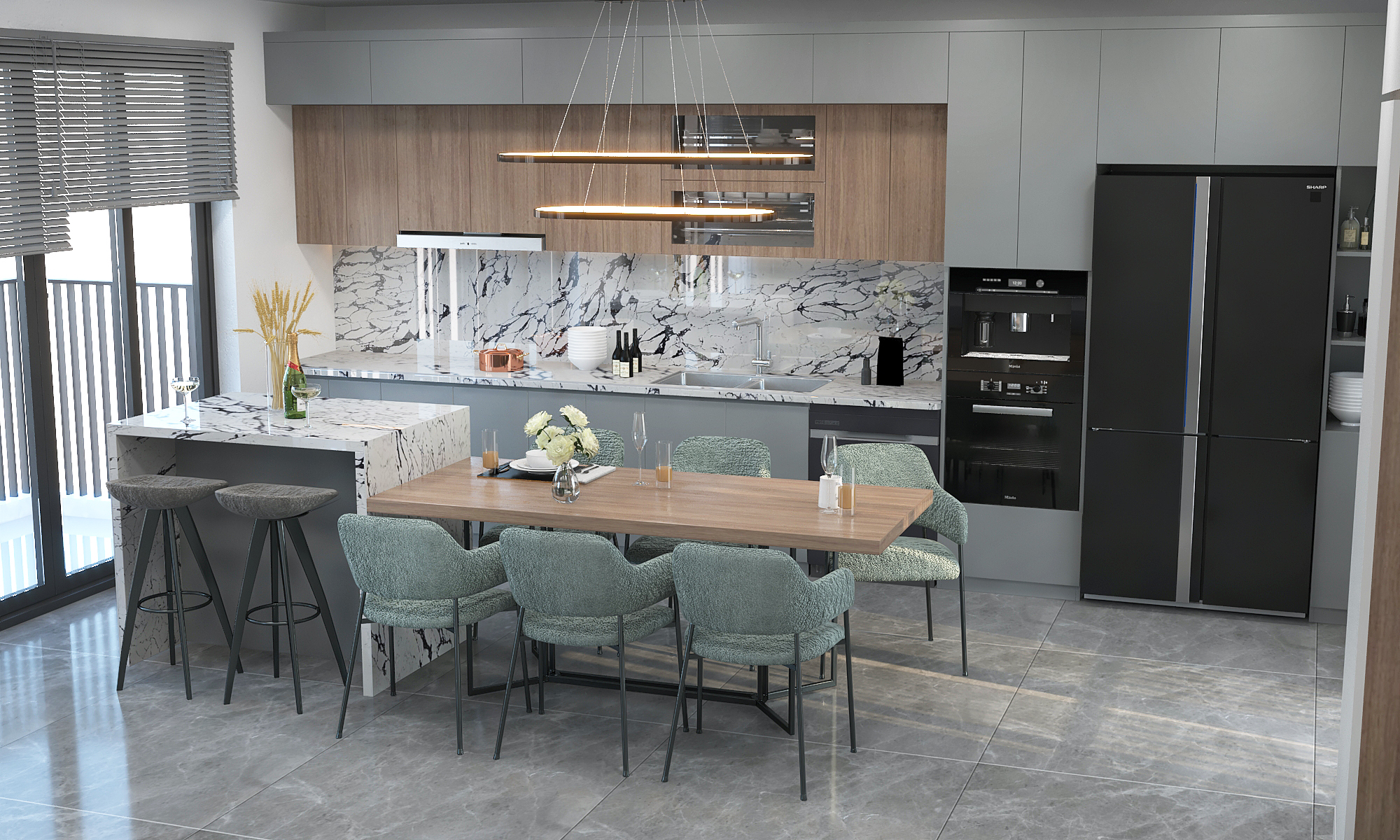 Arabescato Black by Quartz City Kitchen View_2